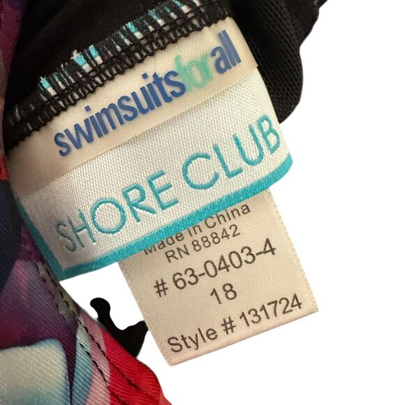 Swimsuits for All Shore Line Multicolor Floral Backles Neck Strap Swim Dress 18 - Picture 4 of 7